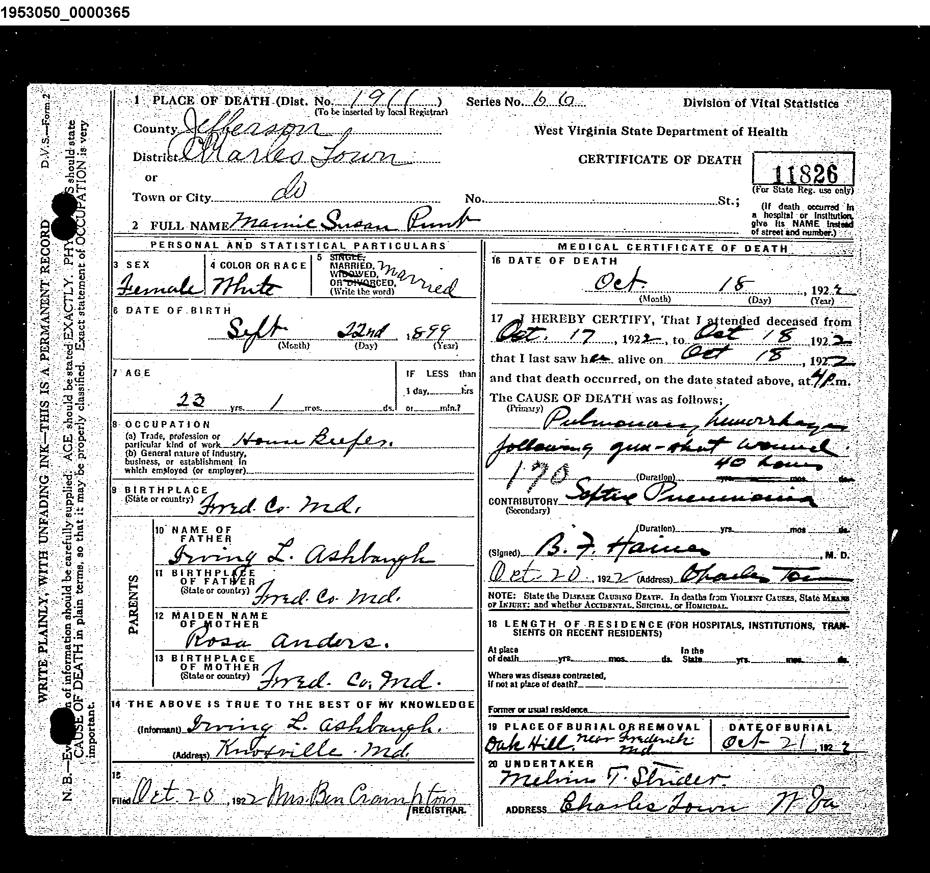 West Virginia Vital Research Records - Record Image