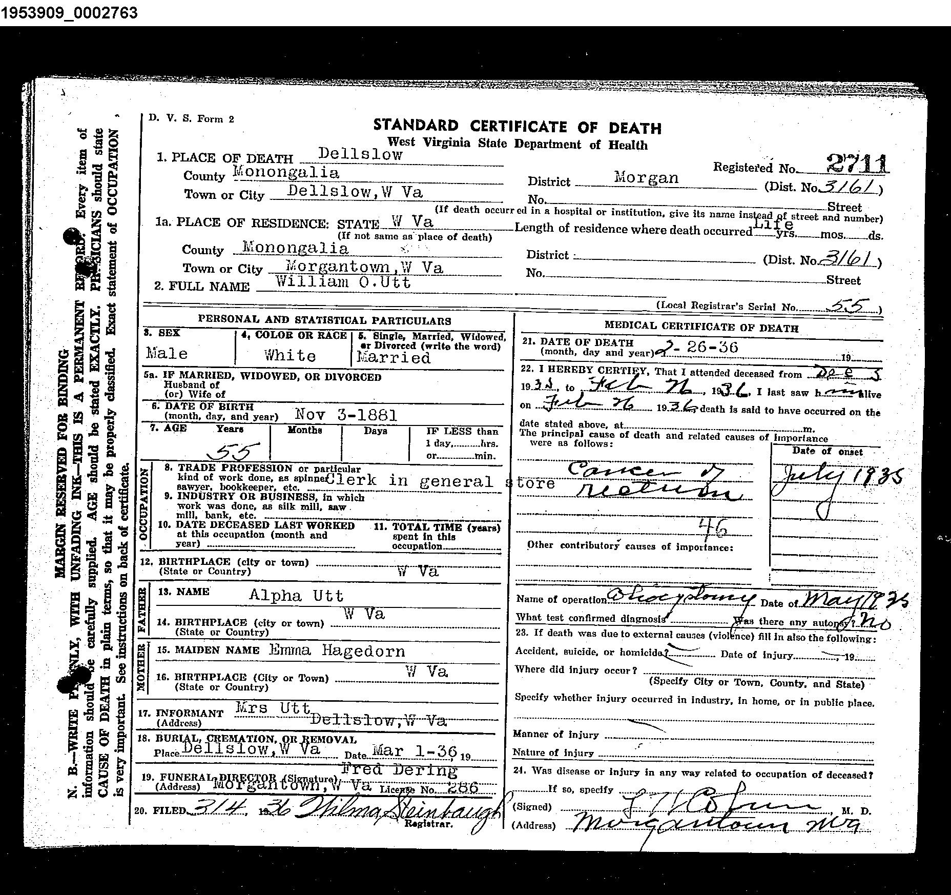 West Virginia Vital Research Records Record Image