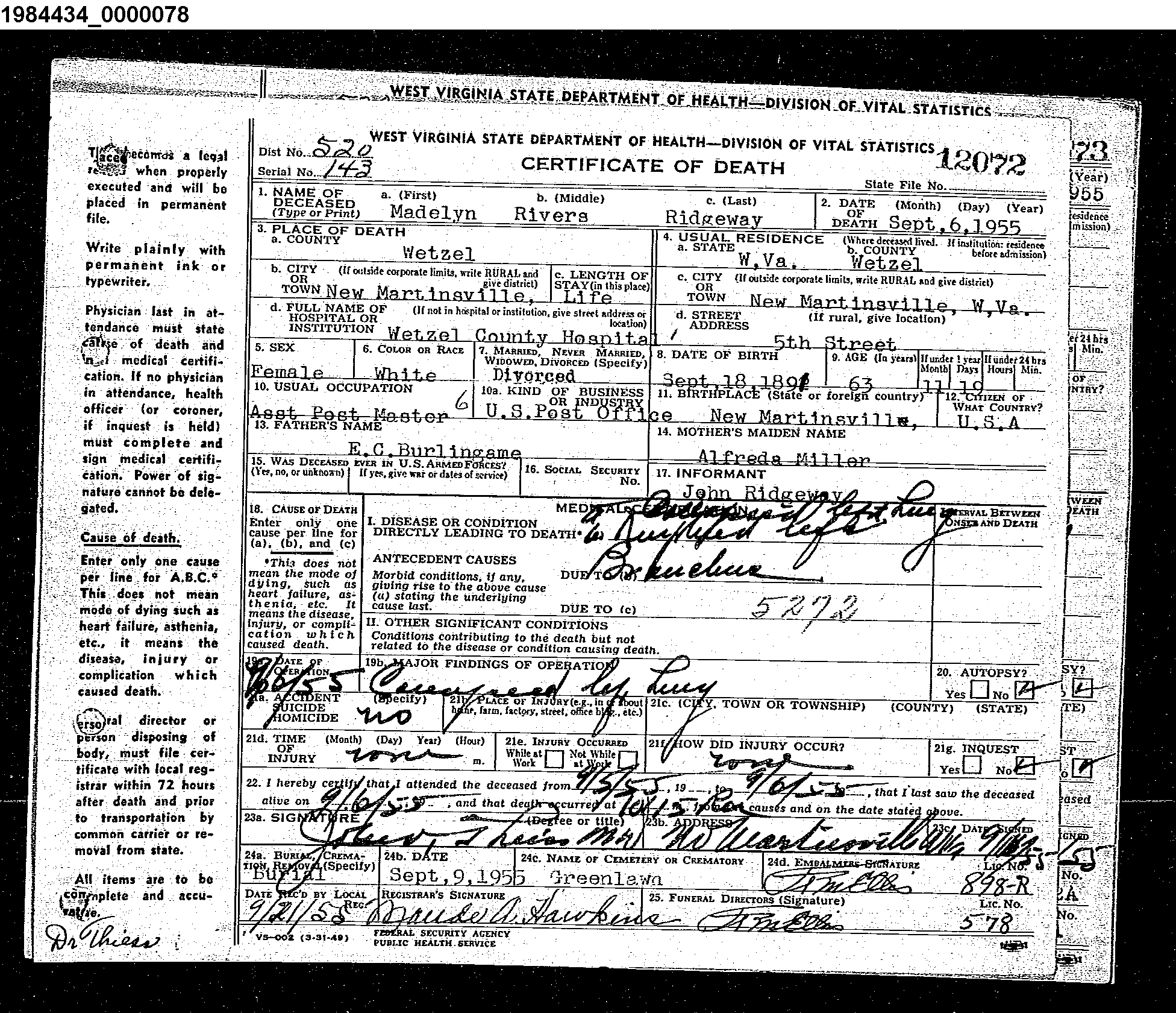 West Virginia Vital Research Records Record Image