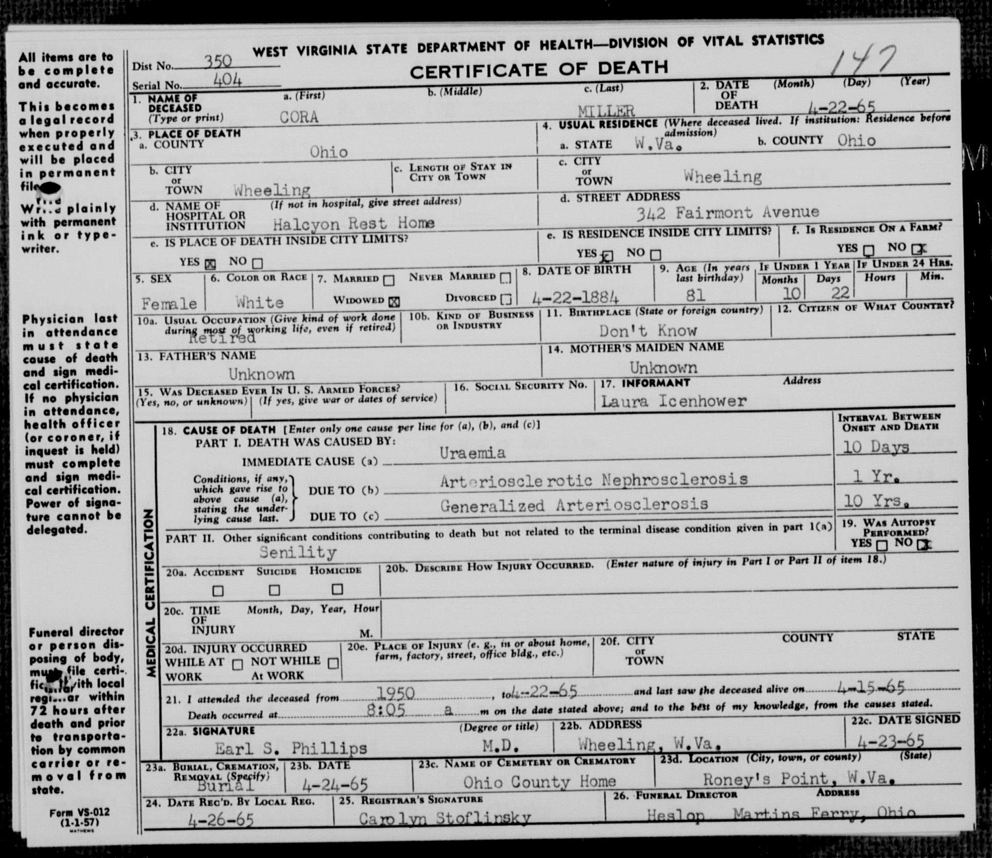 West Virginia Vital Research Records Record Image