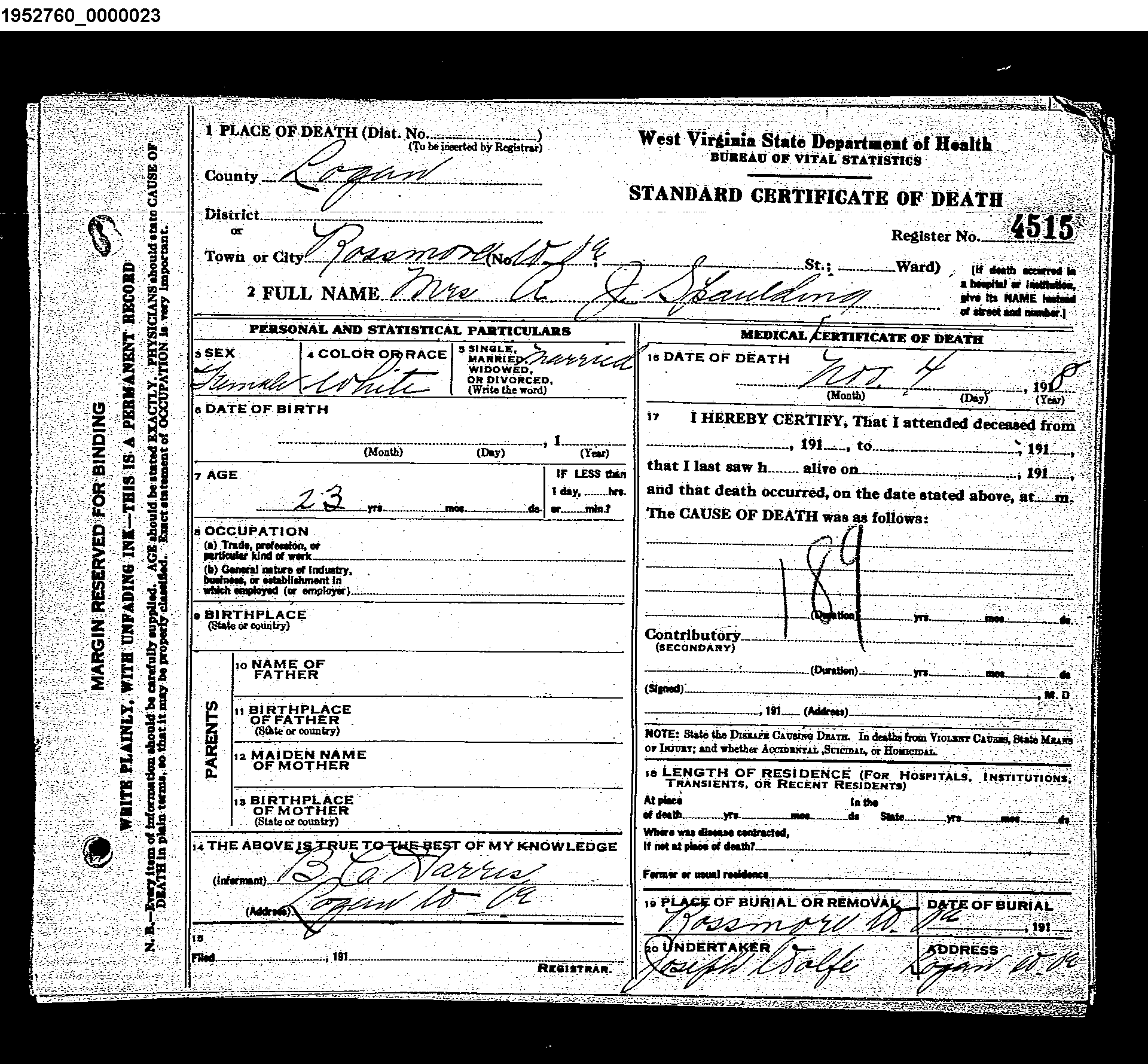 West Virginia Vital Research Records - Record Image