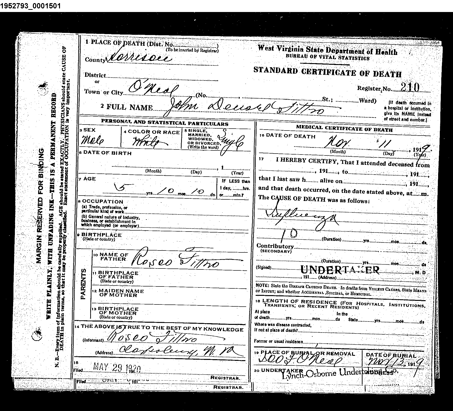 West Virginia Vital Research Records - Record Image