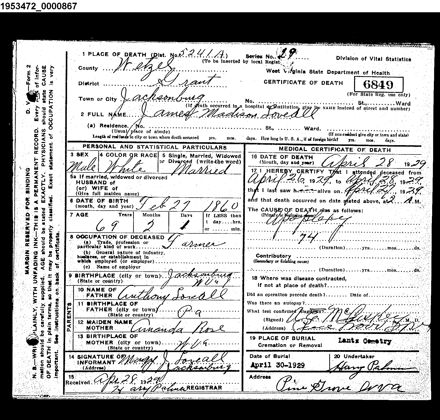 West Virginia Vital Research Records - Record Image