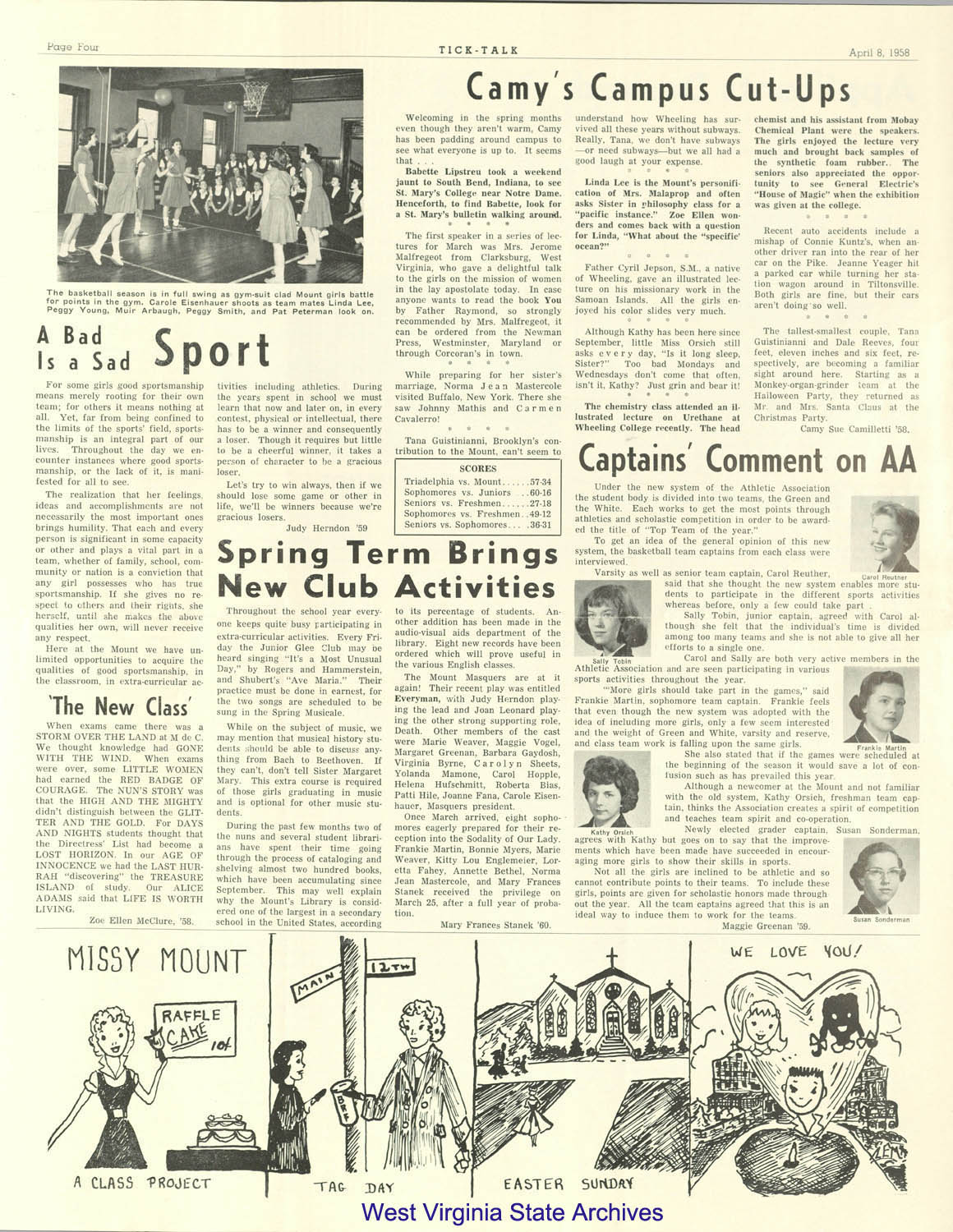 Mount de Chantal Visitation Academy school newspaper, <i>Tick Talk</i>, 1958. (2009-150)