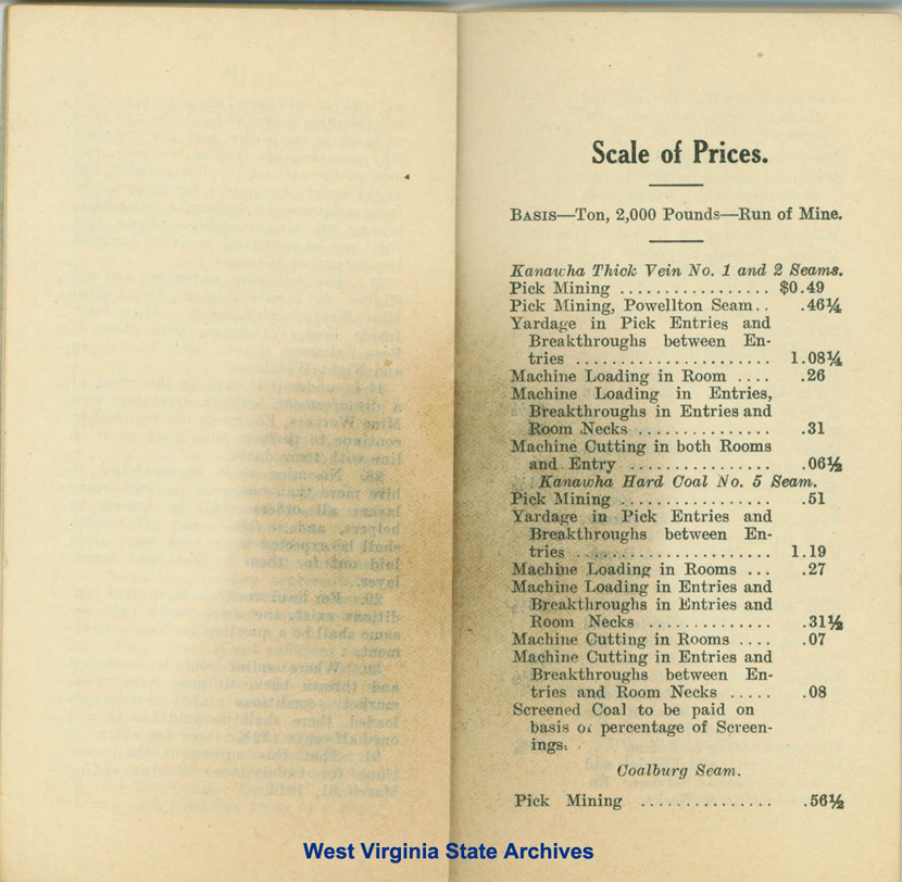 Agreement, Kanawha Coal Operators and UMW, 1912-1914. (Ms97-24)