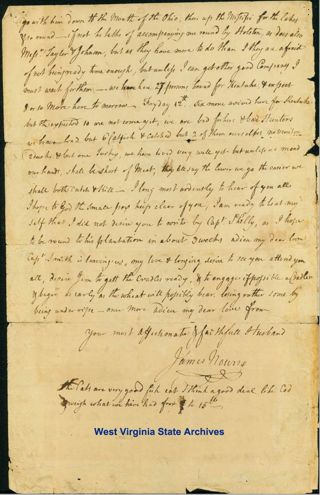 James Nourse letter about trip to Kentucke, 1775. (Ms79-153)