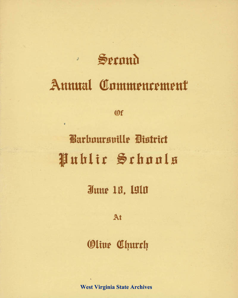 Second Annual Commencement of Barboursville District Public Schools at Olive Church, 1910 (Sc82-252)