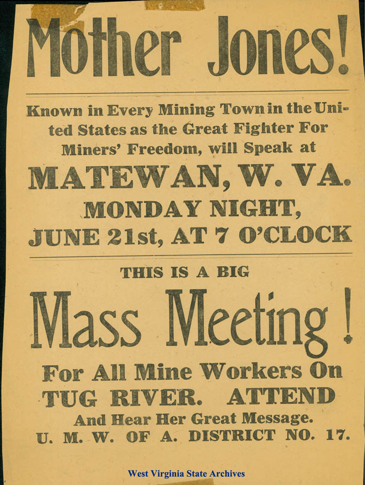 Mother Jones speaking in Matewan, U. M. W. of A. District No. 17. (Ms90-82, 114) 