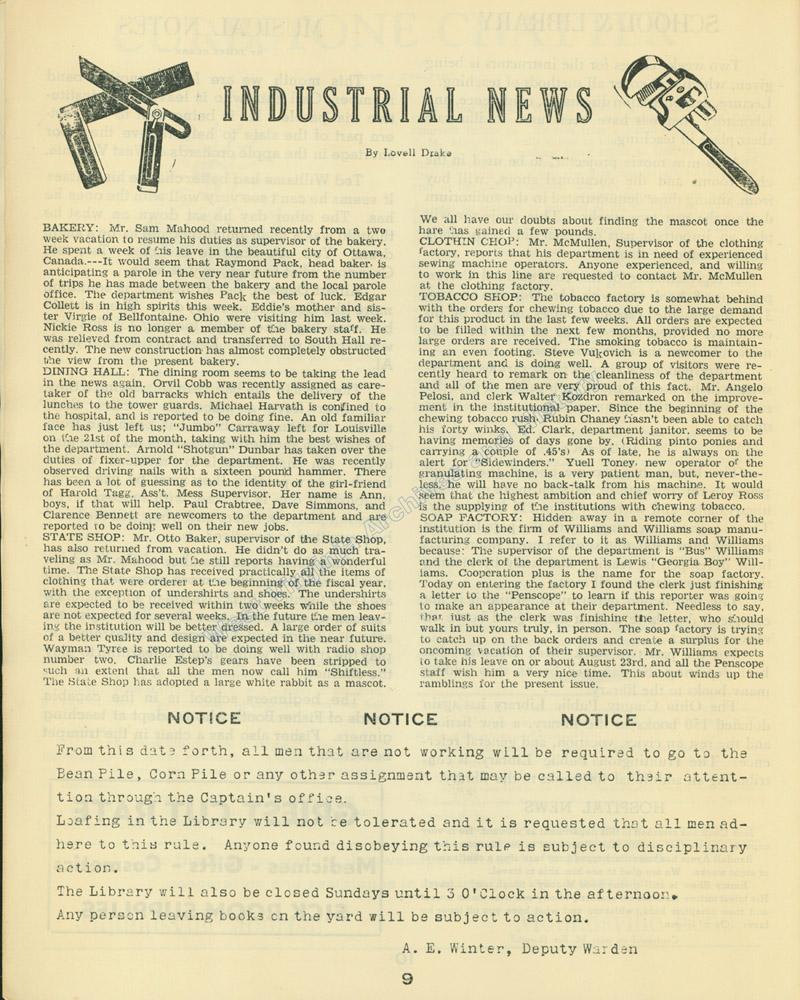 The Penscope bi-monthly newsletter published by and for the men of the West Virginia Penitentiary, 1928. (Pub 1.Pen 1.4)