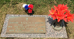 Military marker for David Rickey Carson in White Chapel Memorial Gardens. <i>Find A Grave</i> courtesy Paul Clary
