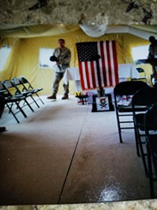 Memorial for SSG Gene Vance at the Combined Joint Special Operations Task Force (CISOTF) Dagger located at Karshi-Khadabad (K2), Uzbekistan, where 2nd BN 19th Special Forces (Airborne) was stationed for combat operations into Afghanistan. Courtesy Tony Boykin